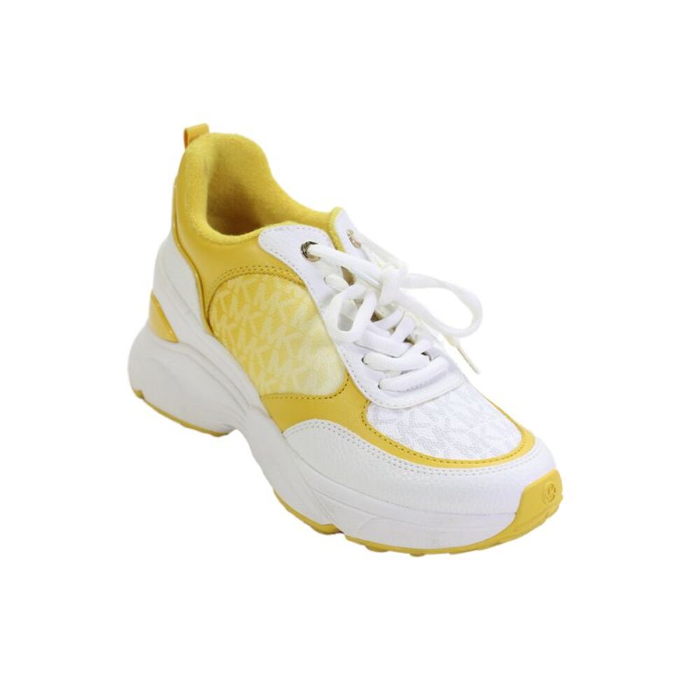 Michael Michael Kors Womens Monogram Wedge Heels Sneakers Shoes Yellow Size 8M